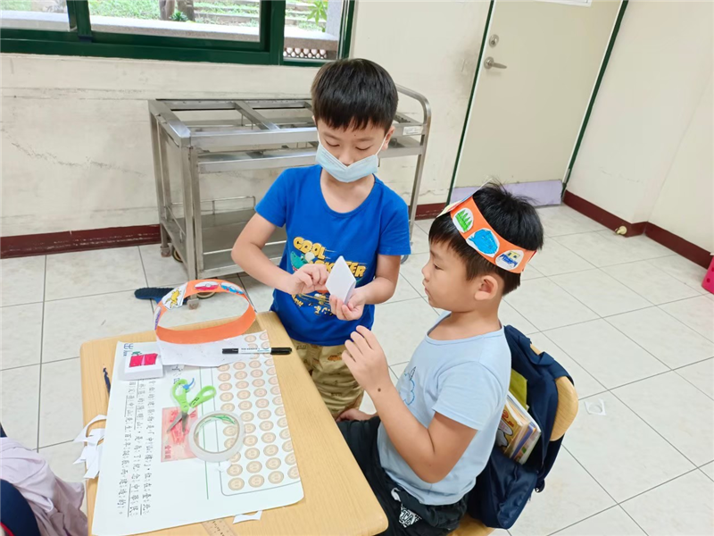 學生試戴頭套